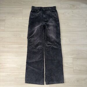 Ditch High Rise Flare Leg Corduroy Pants Womens Size 28x32 Black Shiny Soft Boho